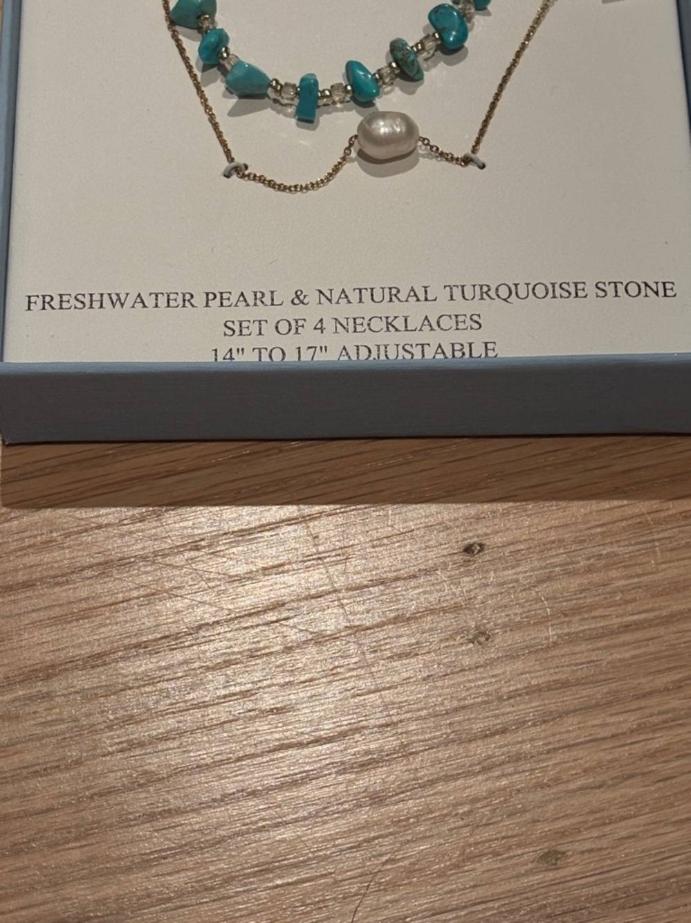 NIB Atterri gold, Turquoise & Freshwater Pearl Layered Necklace Set - Picture 4 of 8